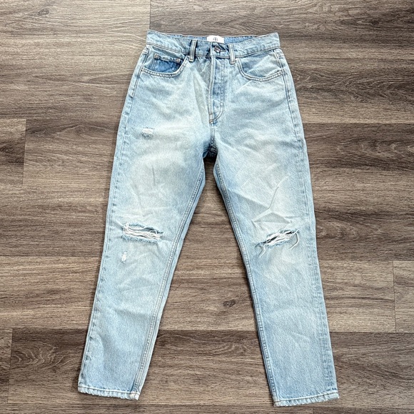 Anine Bing Denim - Anine Bing Jeans 26 Women's Light Blue Straight Leg High rise Distressed Denim